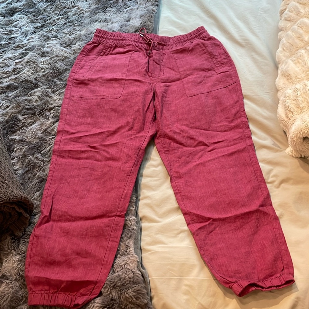 Athleta Red Linen Joggers Size 12